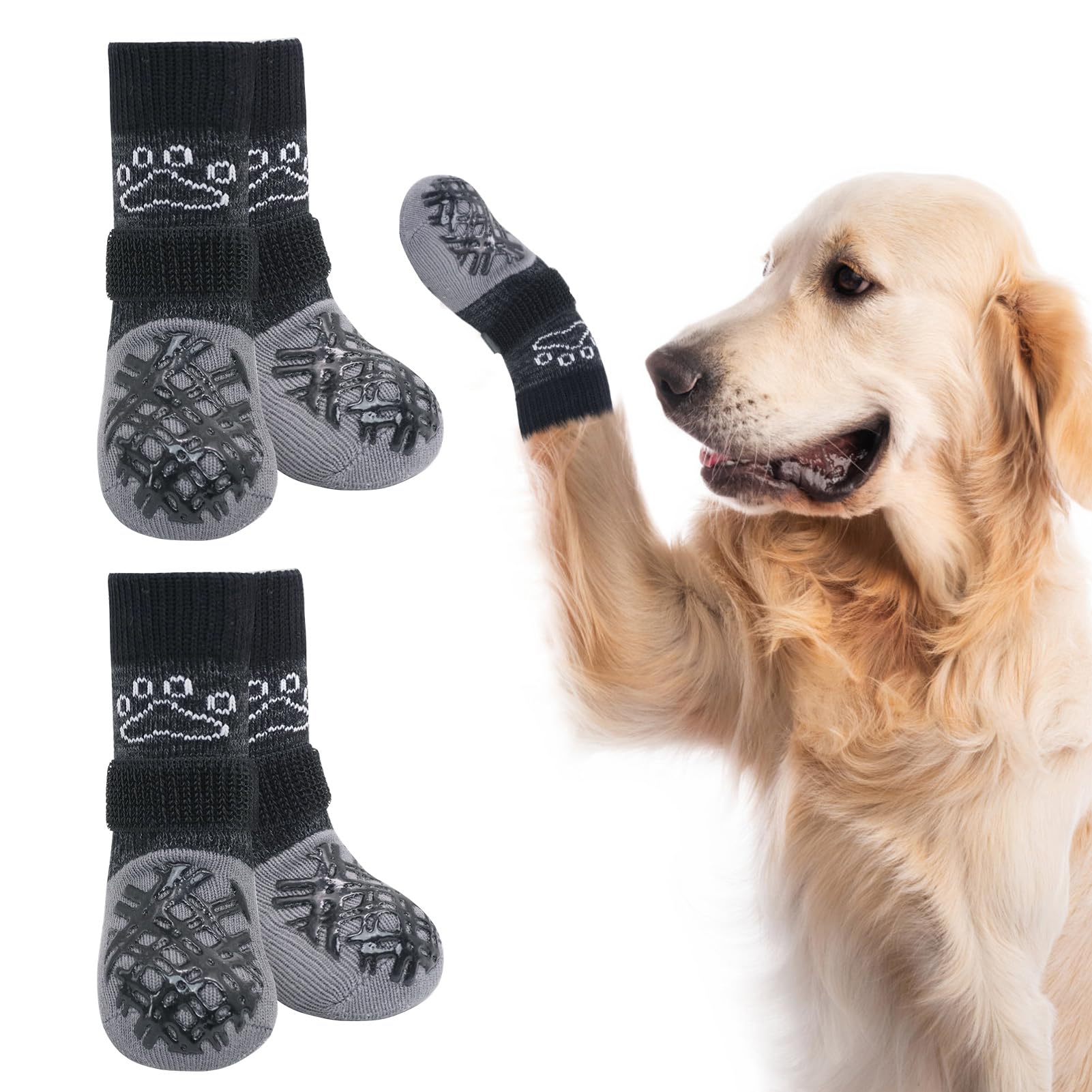 BEAUTYZOO dog socks with paw-traction improve grip on slippery floors