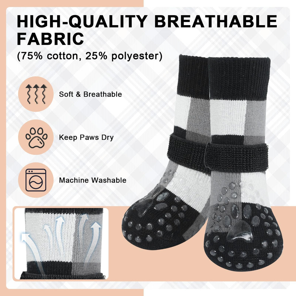 BEAUTYZOO dog socks come in sizes to fit small, medium, and large paws.