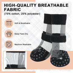 BEAUTYZOO dog socks come in sizes to fit small, medium, and large paws.