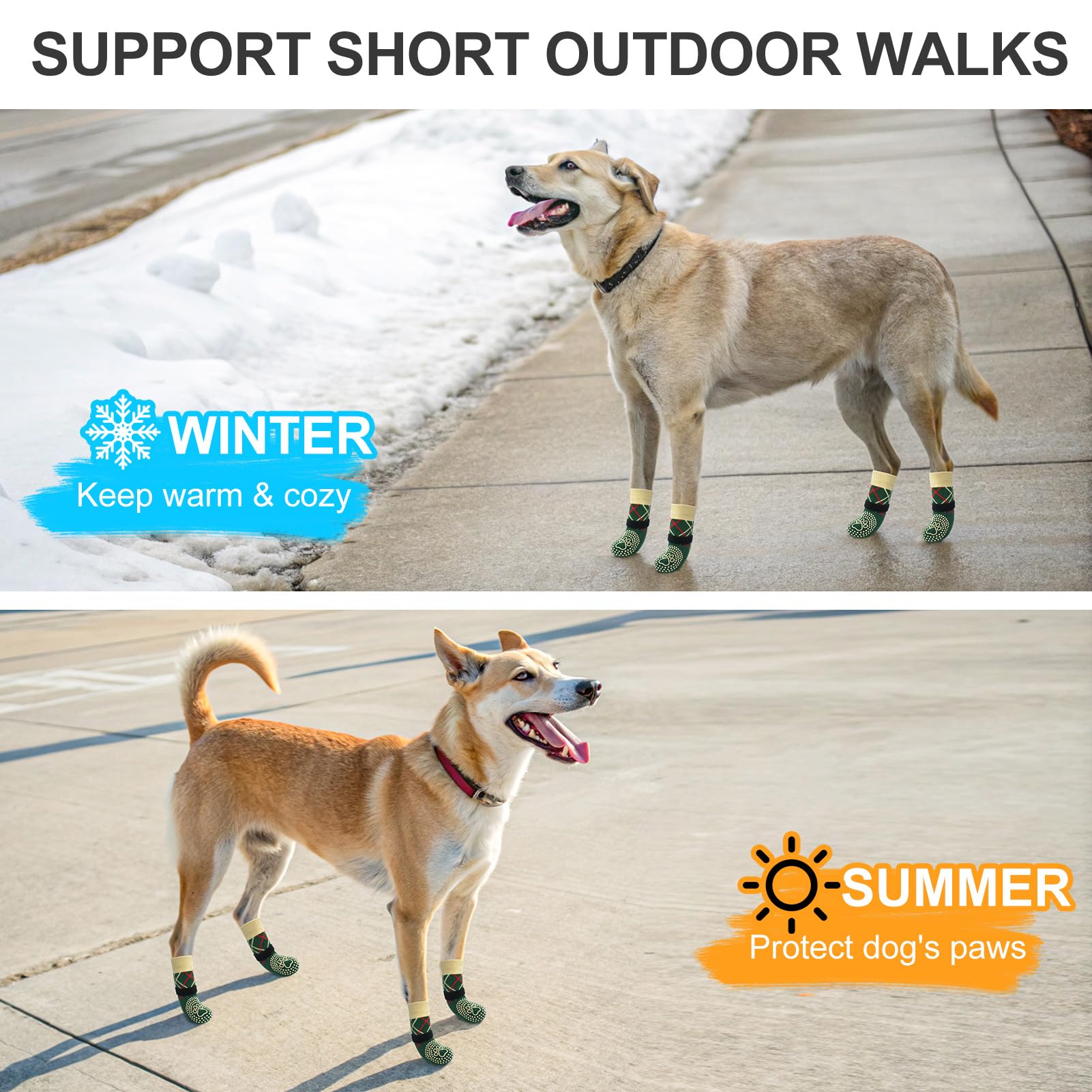 BEAUTYZOO dog socks protect paws on hot pavement and cold surfaces