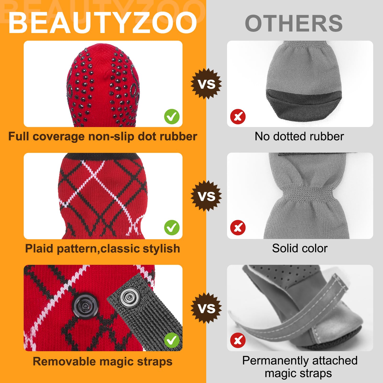 Beautyzoo dog socks elastic ankle band for staying on