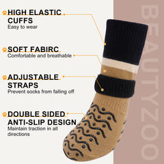 BEAUTYZOO Dog Socks secure-fit straps keep socks in place during play.