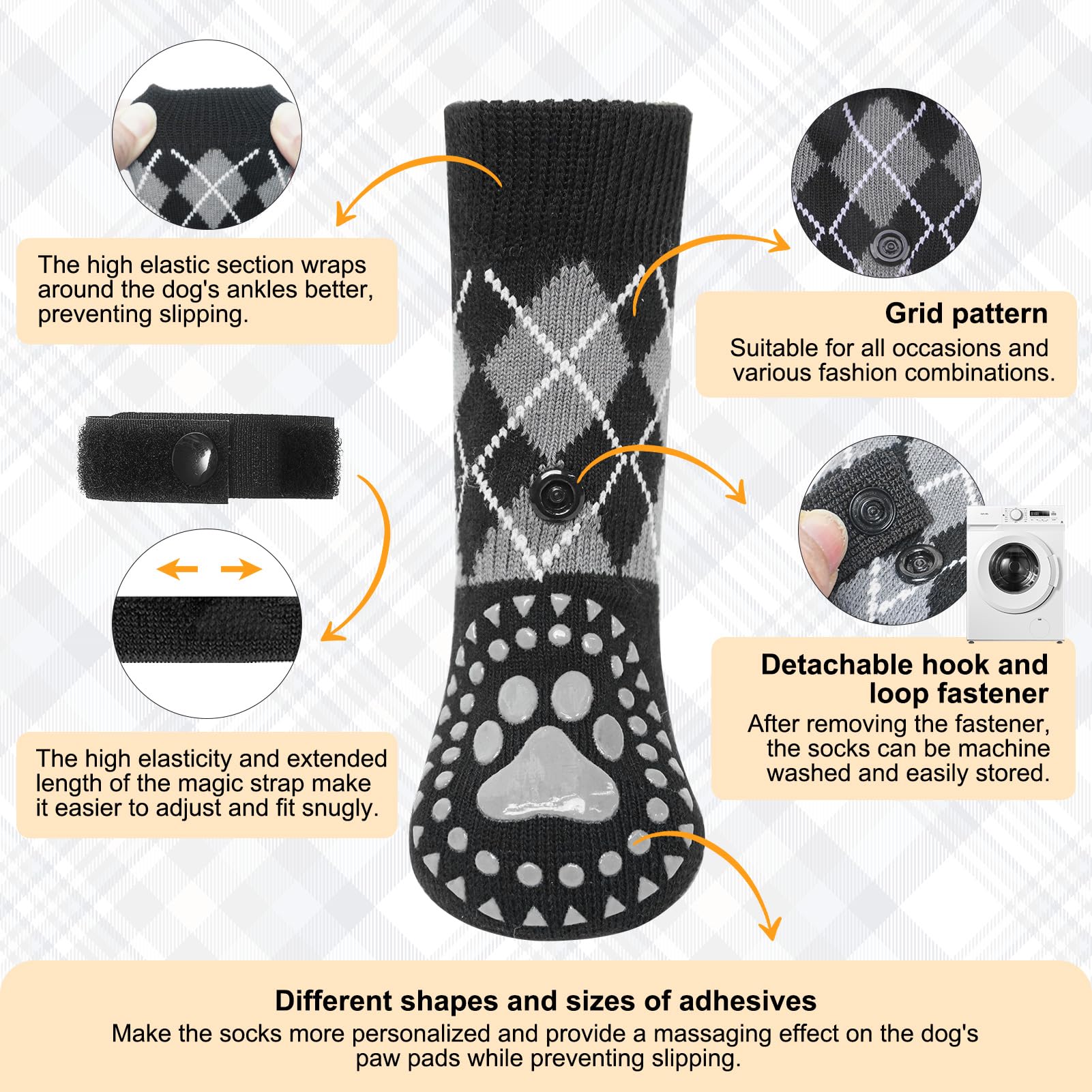 BEAUTYZOO dog socks secure-fit straps show adjustable support for active dogs.