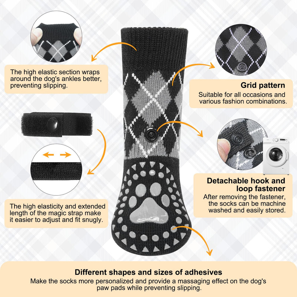BEAUTYZOO dog socks secure-fit straps show adjustable support for active dogs.