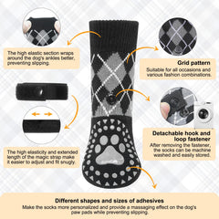 BEAUTYZOO dog socks secure-fit straps show adjustable support for active dogs.