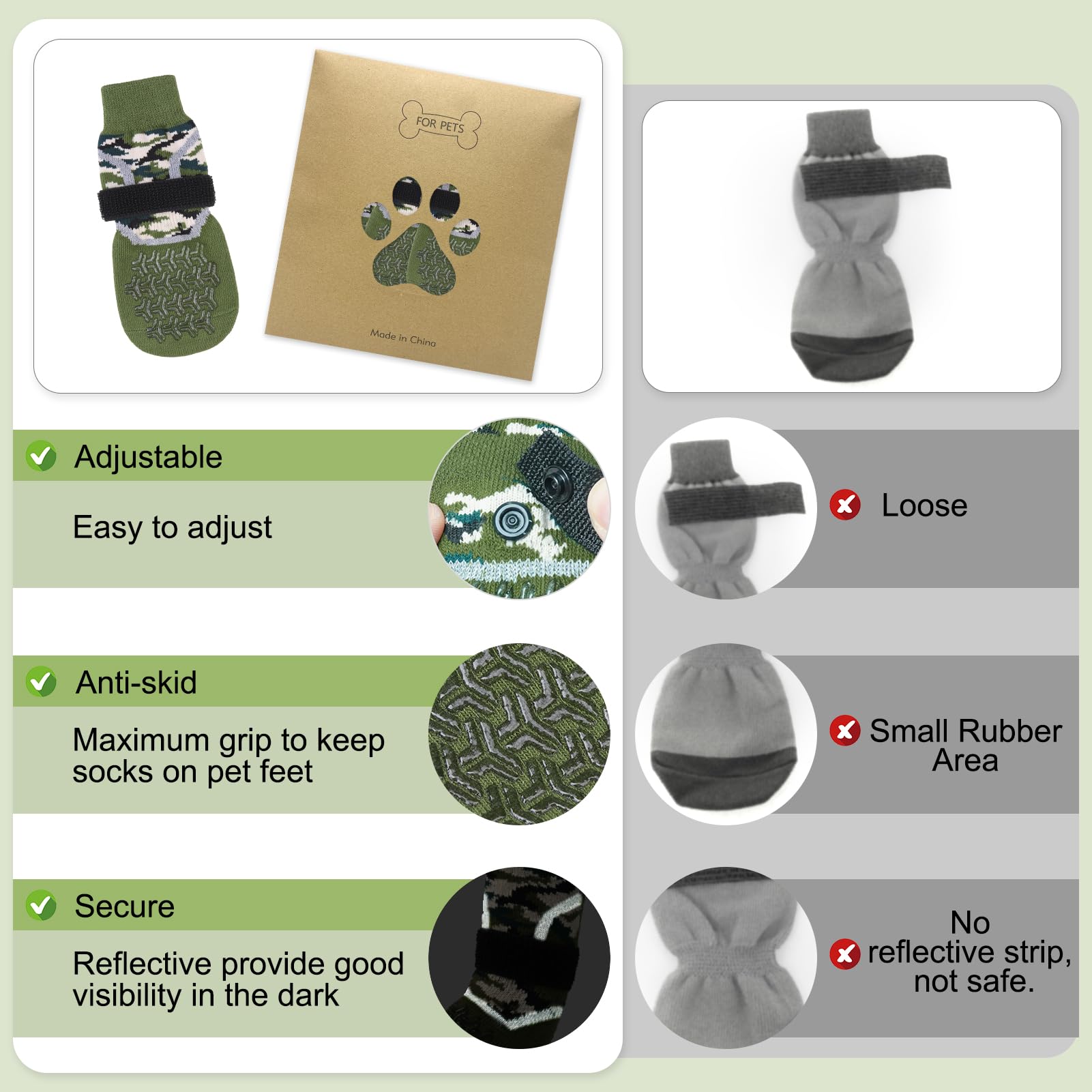 BEAUTYZOO dog socks size-chart-update ensures better fit with elastic stretch.