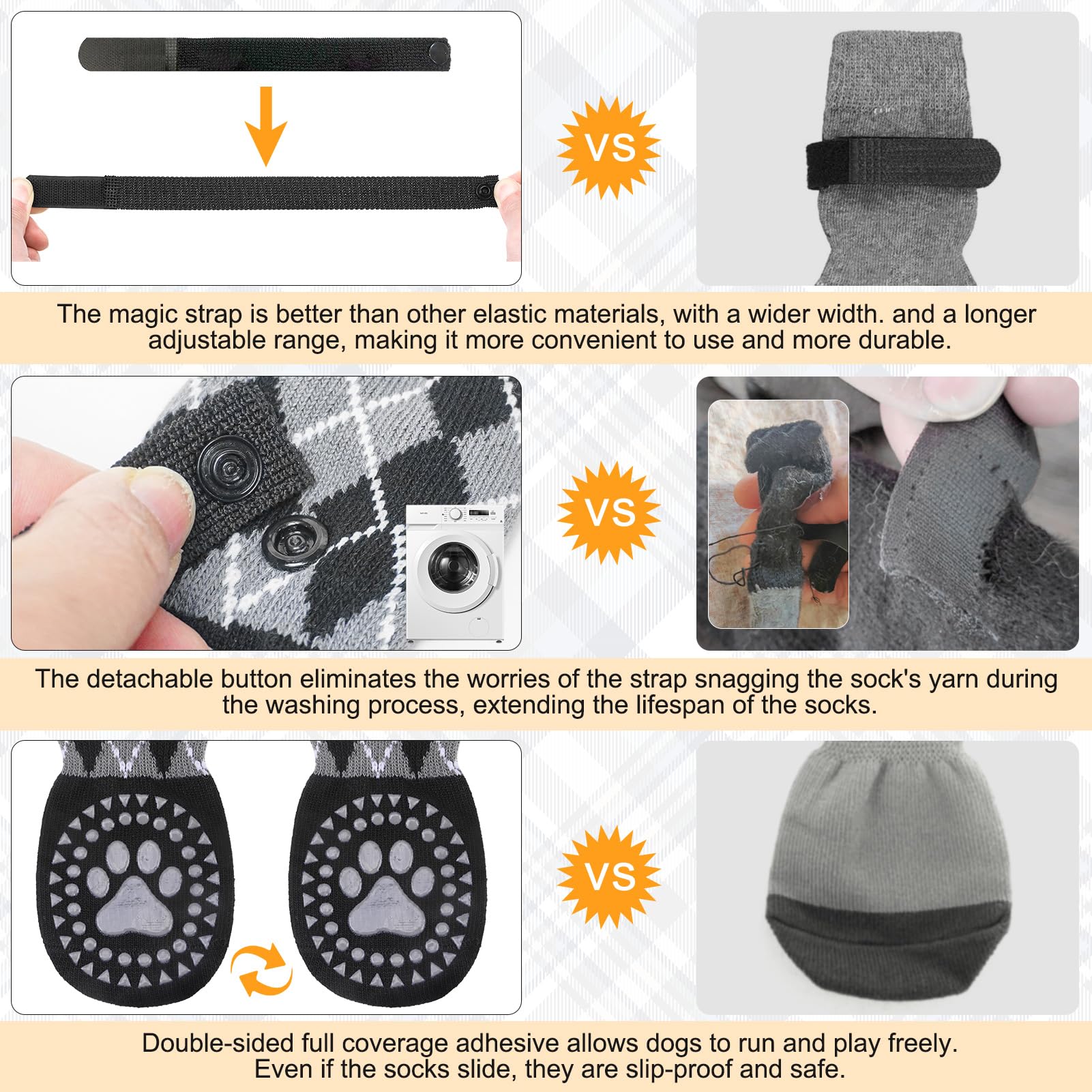 BEAUTYZOO dog socks size chart display helps choose the right fit.