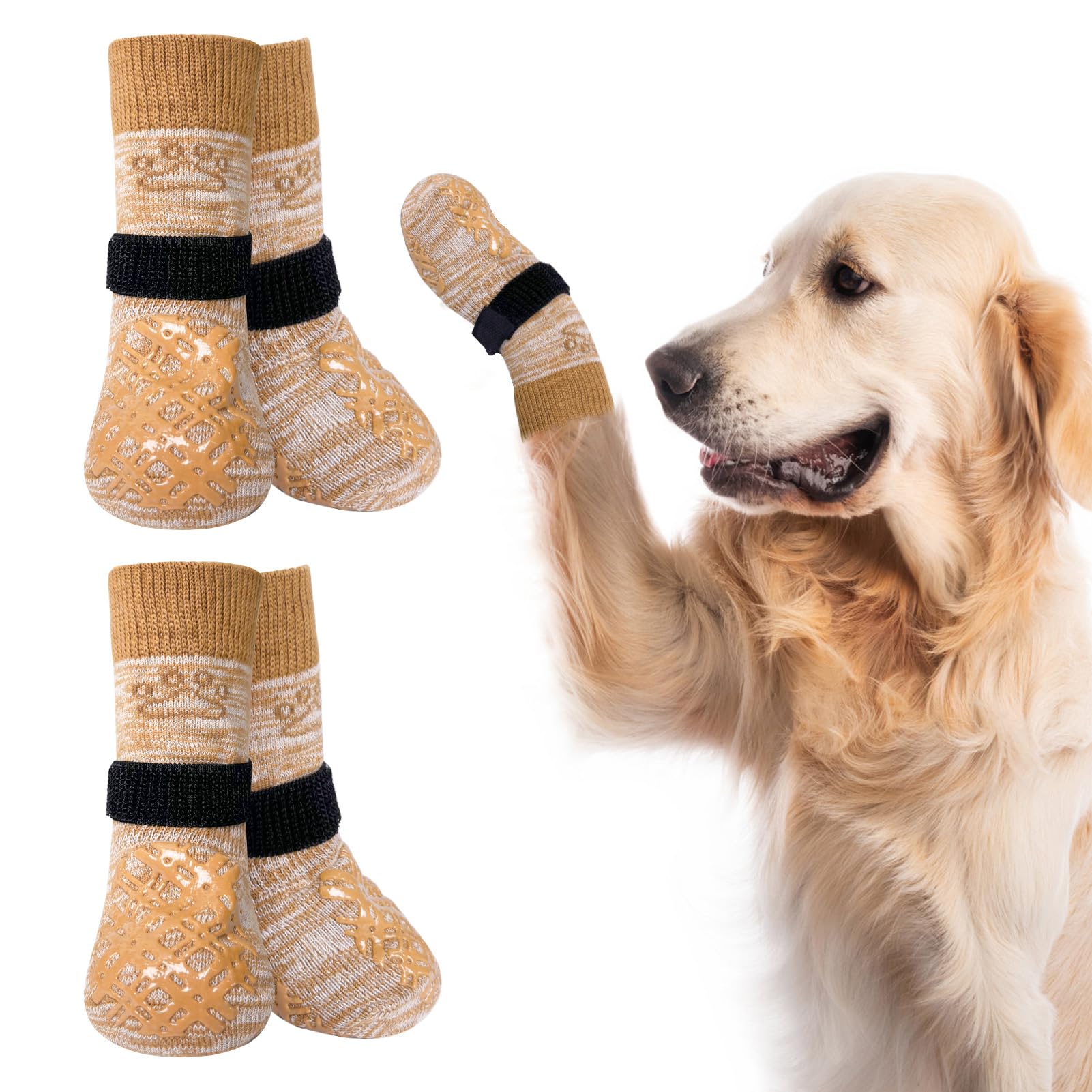 BEAUTYZOO Dog Socks with double-sided grip for improved traction on slick indoor floors.