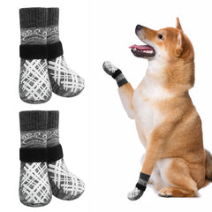 BEAUTYZOO dog socks show traction on slick floors for indoor play.