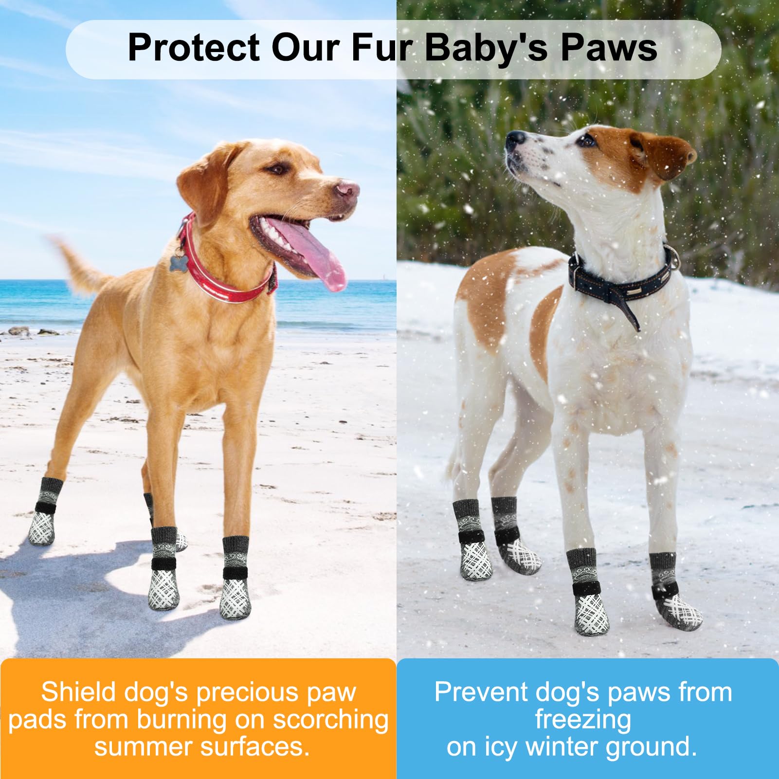 BEAUTYZOO dog socks keep paws warm and comfortable in winter.