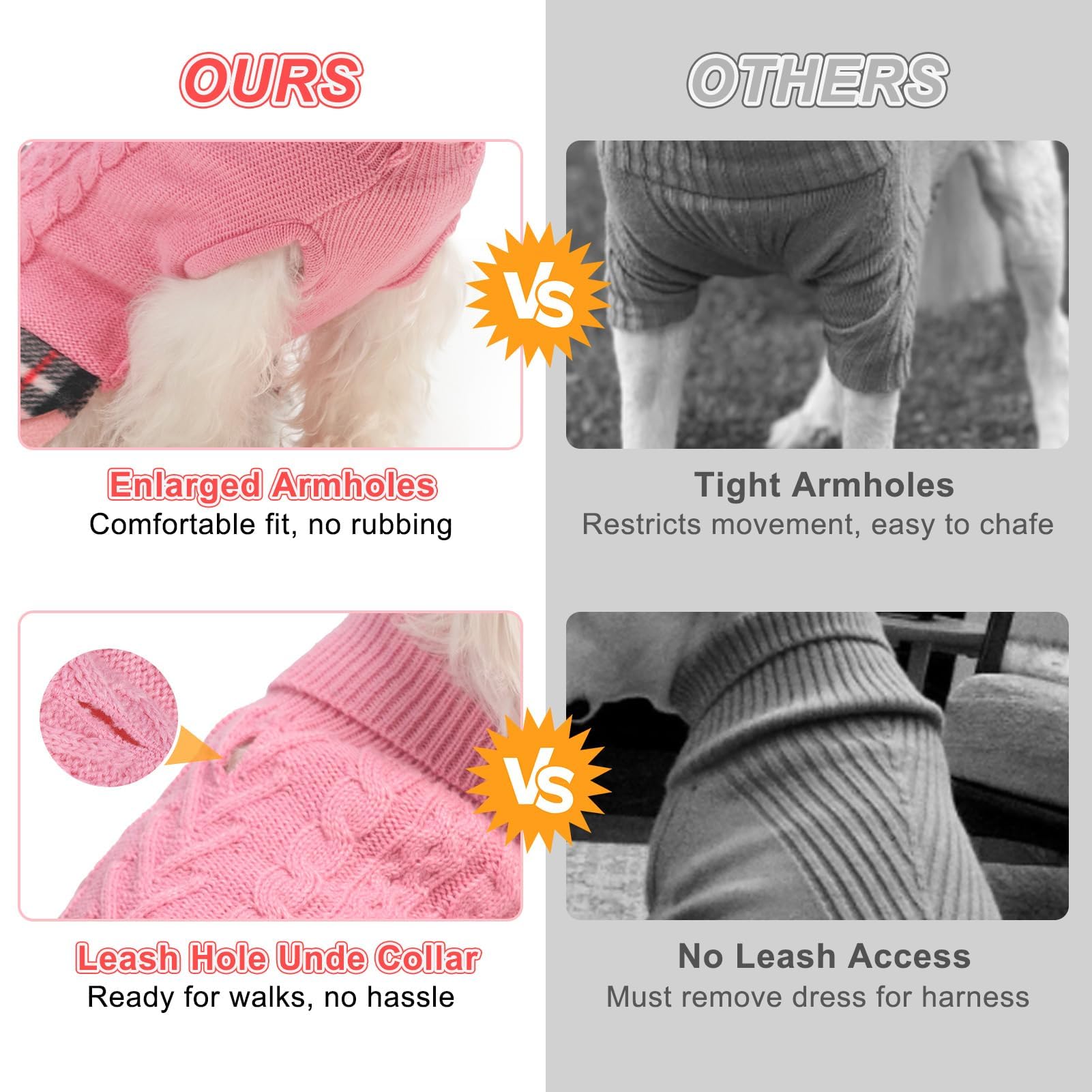 Beautyzoo dog sweater dress with leash hole for hassle-free walks.