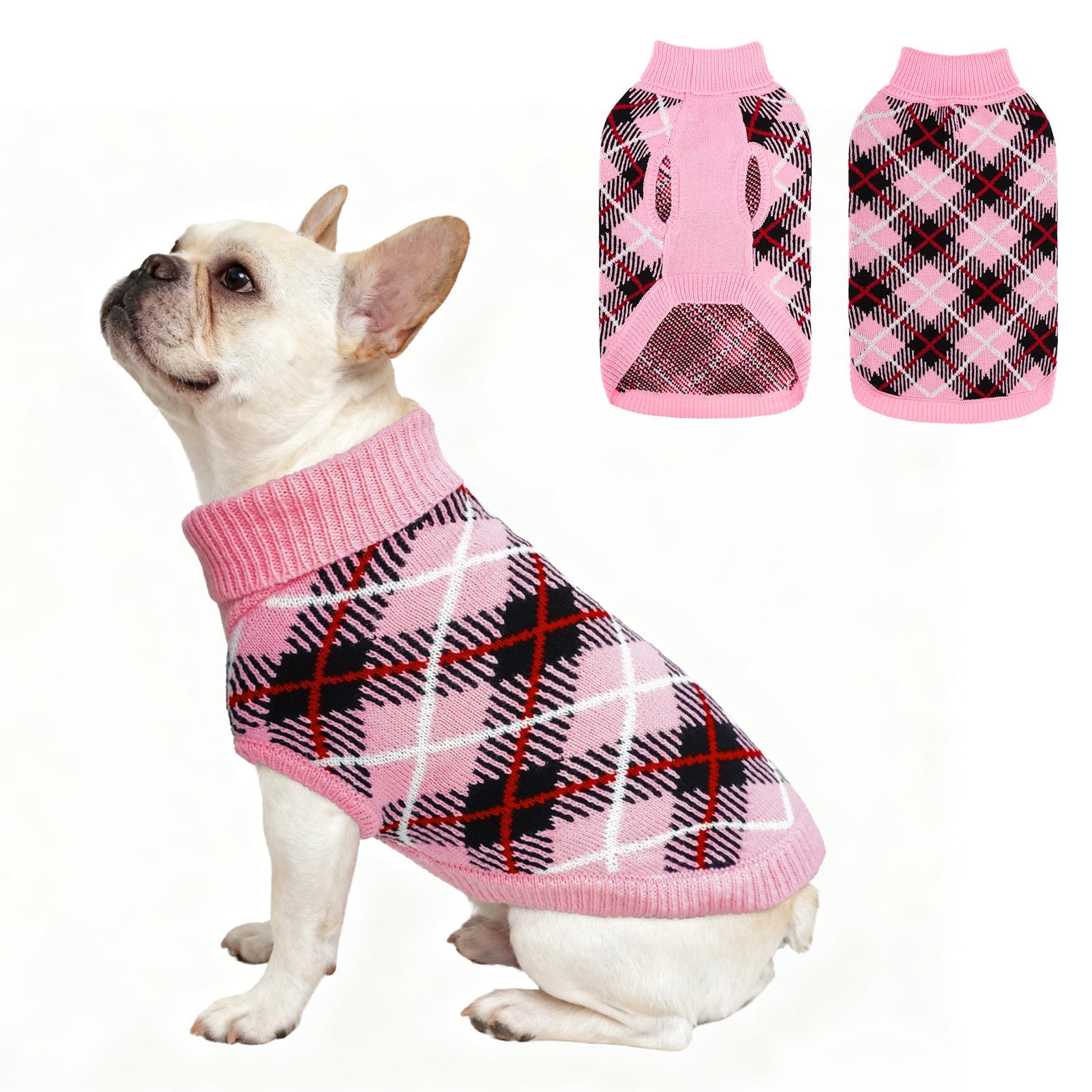 BEAUTYZOO dog sweater pink knit closeup for cozy warmth on chilly walks.