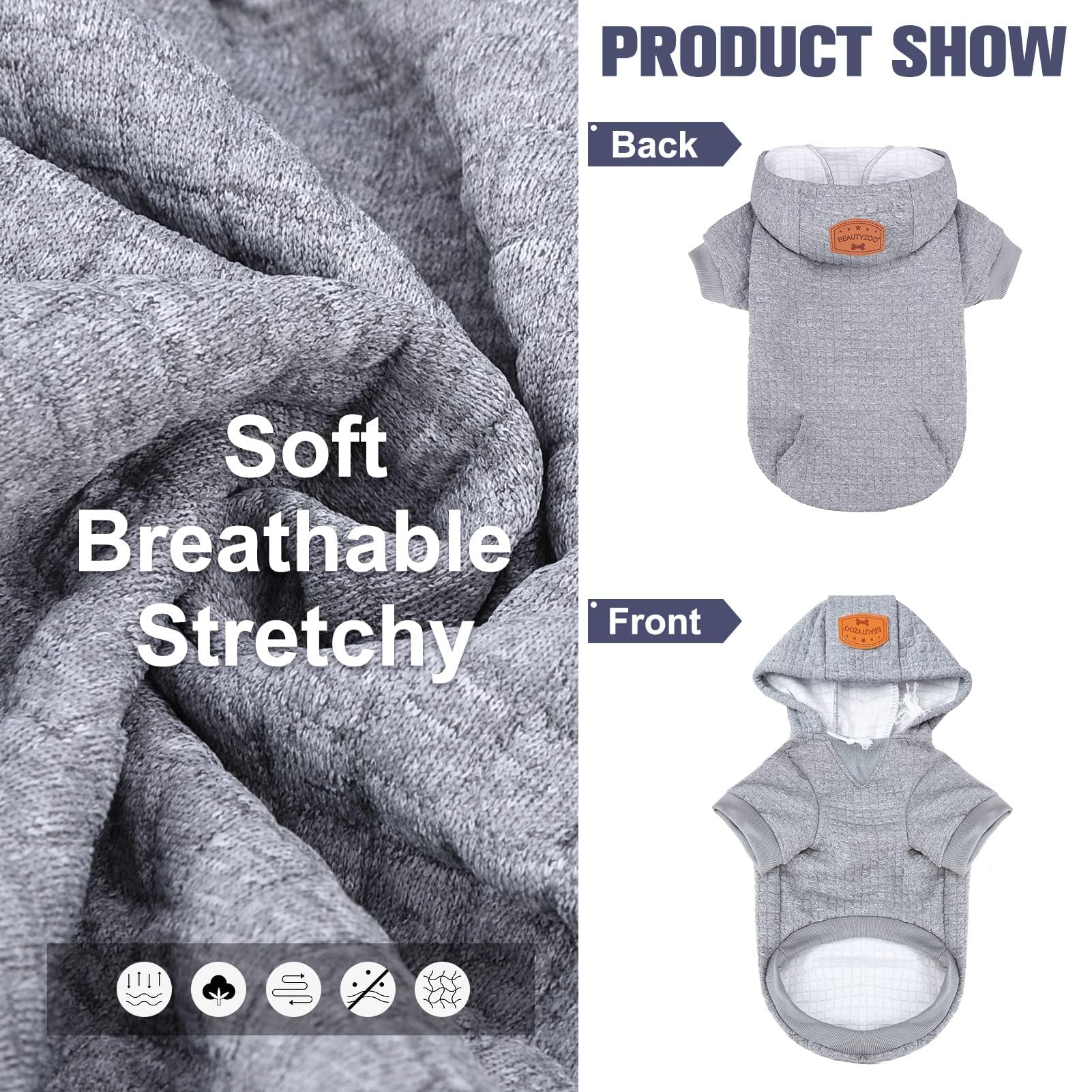 BEAUTYZOO XXXL leash-hole dog sweater for secure leash attachment during daily outings.
