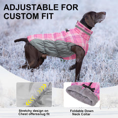 BEAUTYZOO dog-winter-coat-back-d-ring-leash-clip showcases simple leash attachment.