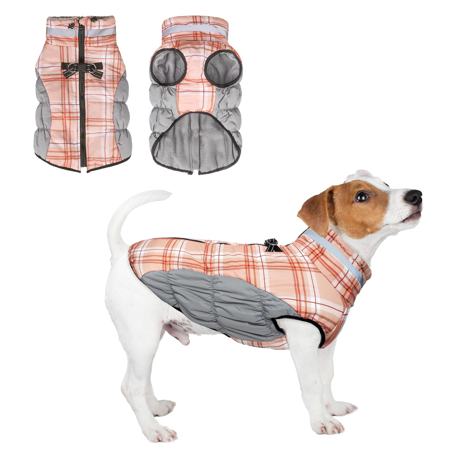 BEAUTYZOO dog winter coat with built-in harness for secure daily walks