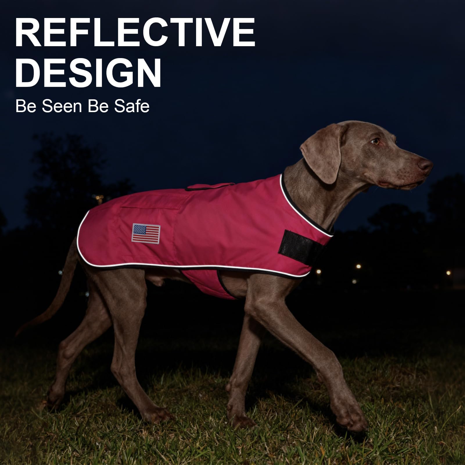 Beautyzoo dog winter coat rose pink XXL side view showing soft lining.
