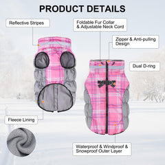 BEAUTYZOO dog-winter-coat-side-view reflective-strips boost nighttime visibility.