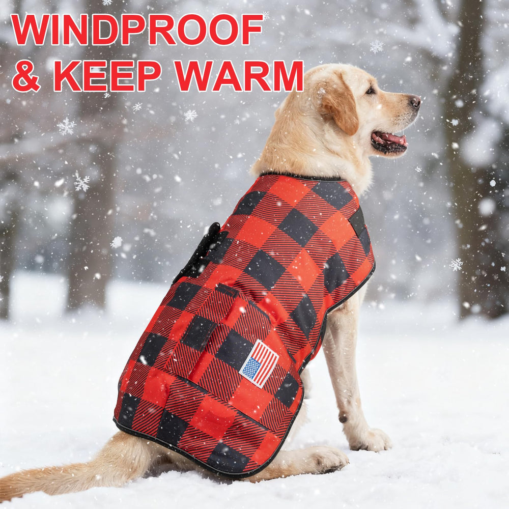 BEAUTYZOO dog winter coat side view highlights durable oxford shell and flexible fit