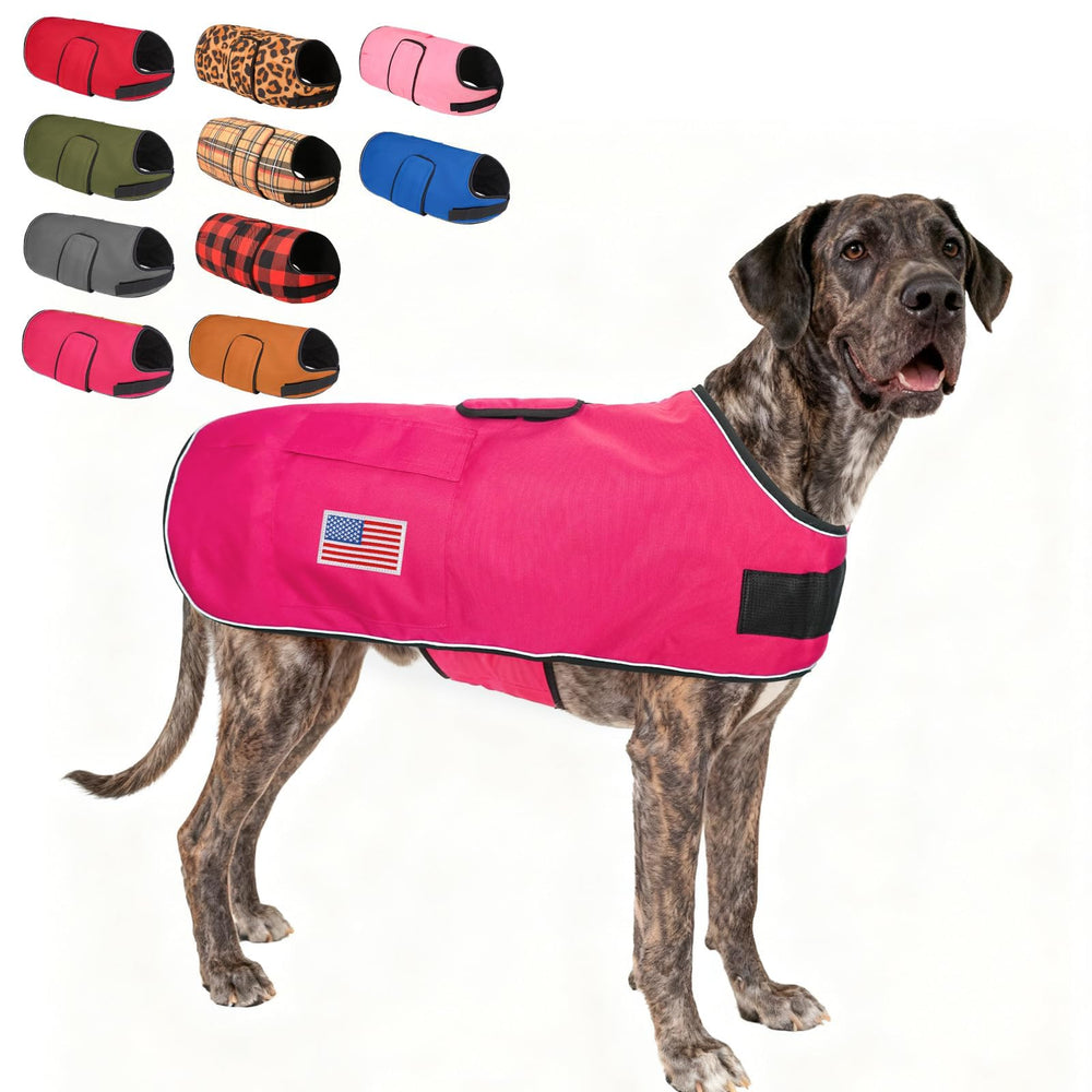 Beautyzoo dog winter coat XX-Large back length 28 for a secure, warm fit.