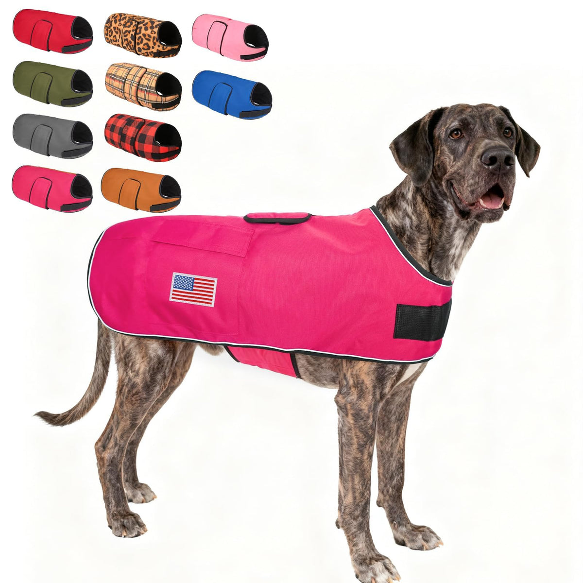 Beautyzoo dog winter coat XX-Large back length 28 for a secure, warm fit.