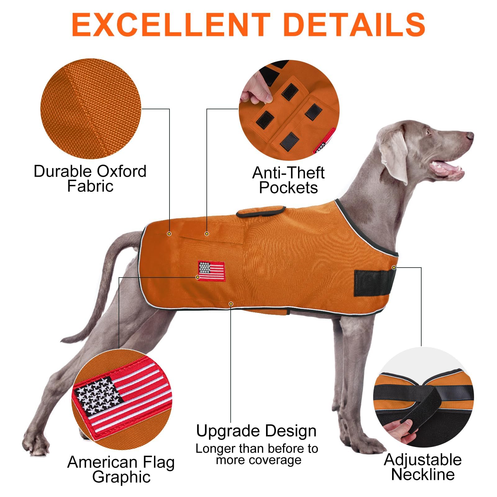 BEAUTYZOO dog winter coat XXL chest view highlights snug fit