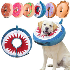 BEAUTYZOO donut collar shark blue closeup showing soft inflatable support for pets
