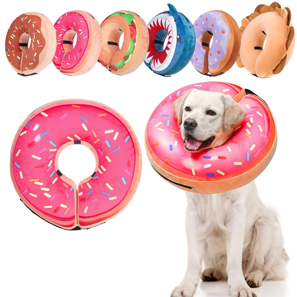 BEAUTYZOO strawberry pink donut collar on dog offers gentle support and easy movement.