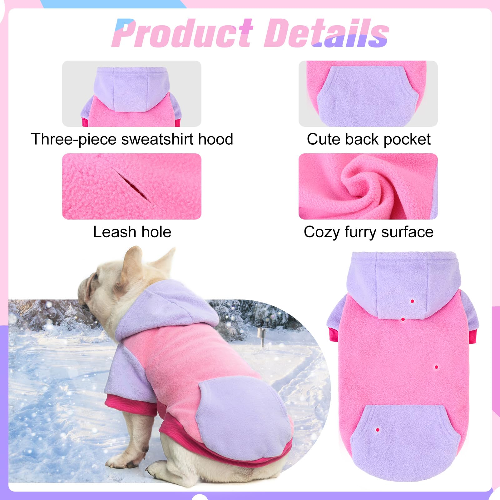 BEAUTYZOO fleece dog hoodie drawstring hood illustrates adjustable warmth on windy days