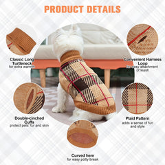 BEAUTYZOO knitted pull-over dog sweater plaid design showcases vibrant color and durable pattern