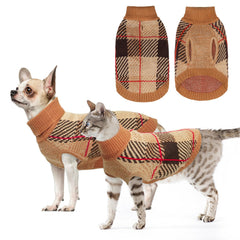 Beautyzoo knitted pullover dog sweater small plaid keeps your pup warm on chilly days.