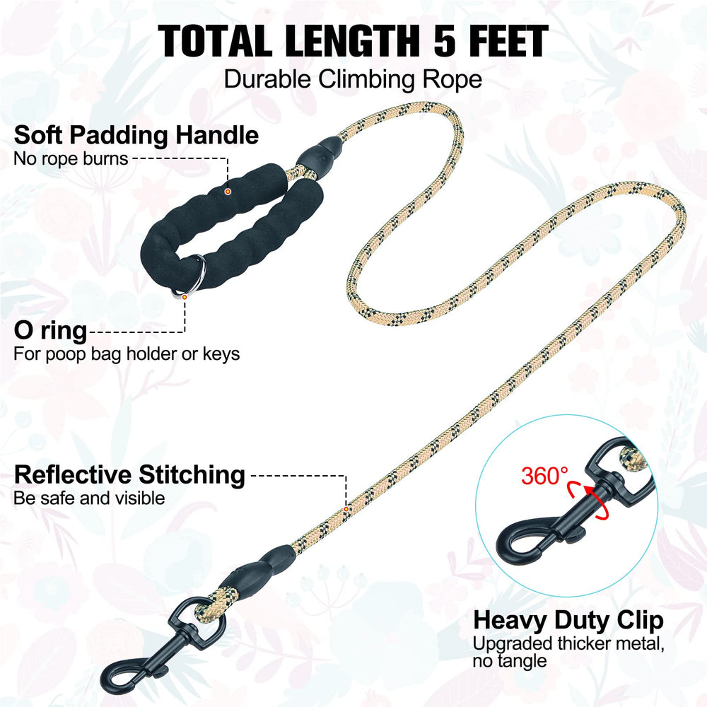 BEAUTYZOO Leash with padded handle reduces hand strain during walks.