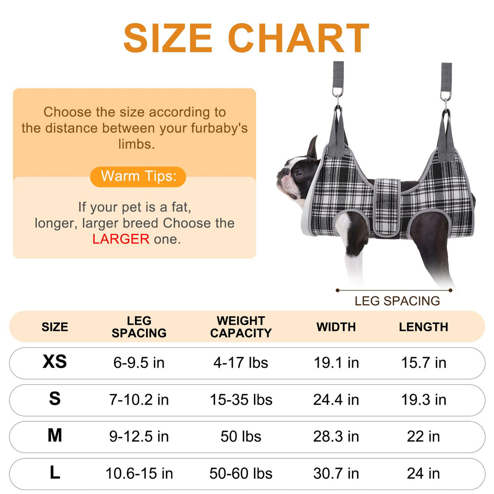 BEAUTYZOO medium dog sling neck-support demonstrates comfortable restraint during grooming