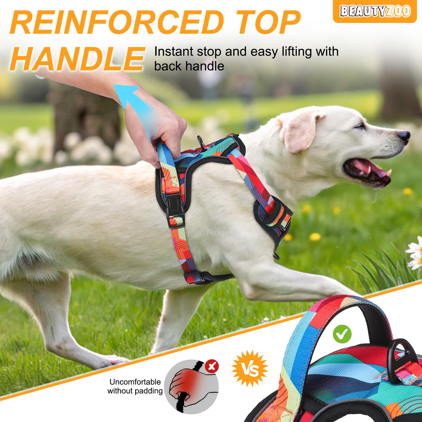 BEAUTYZOO padded-vest keeps dogs comfortable with breathable mesh and reflective safety during night walks.