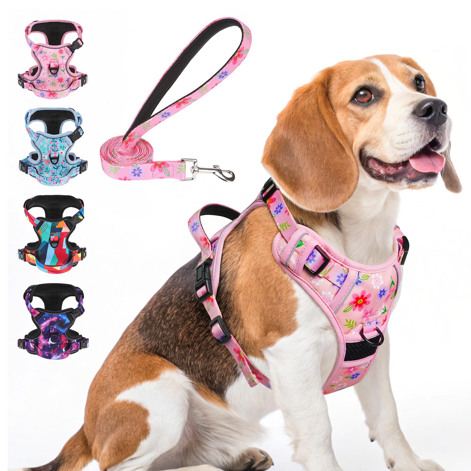 BEAUTYZOO No Pull Harness front view with soft padding for comfortable walks.