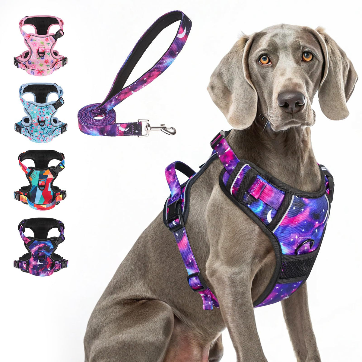 BEAUTYZOO No Pull Harness front view with overhead-free design for easy on-off