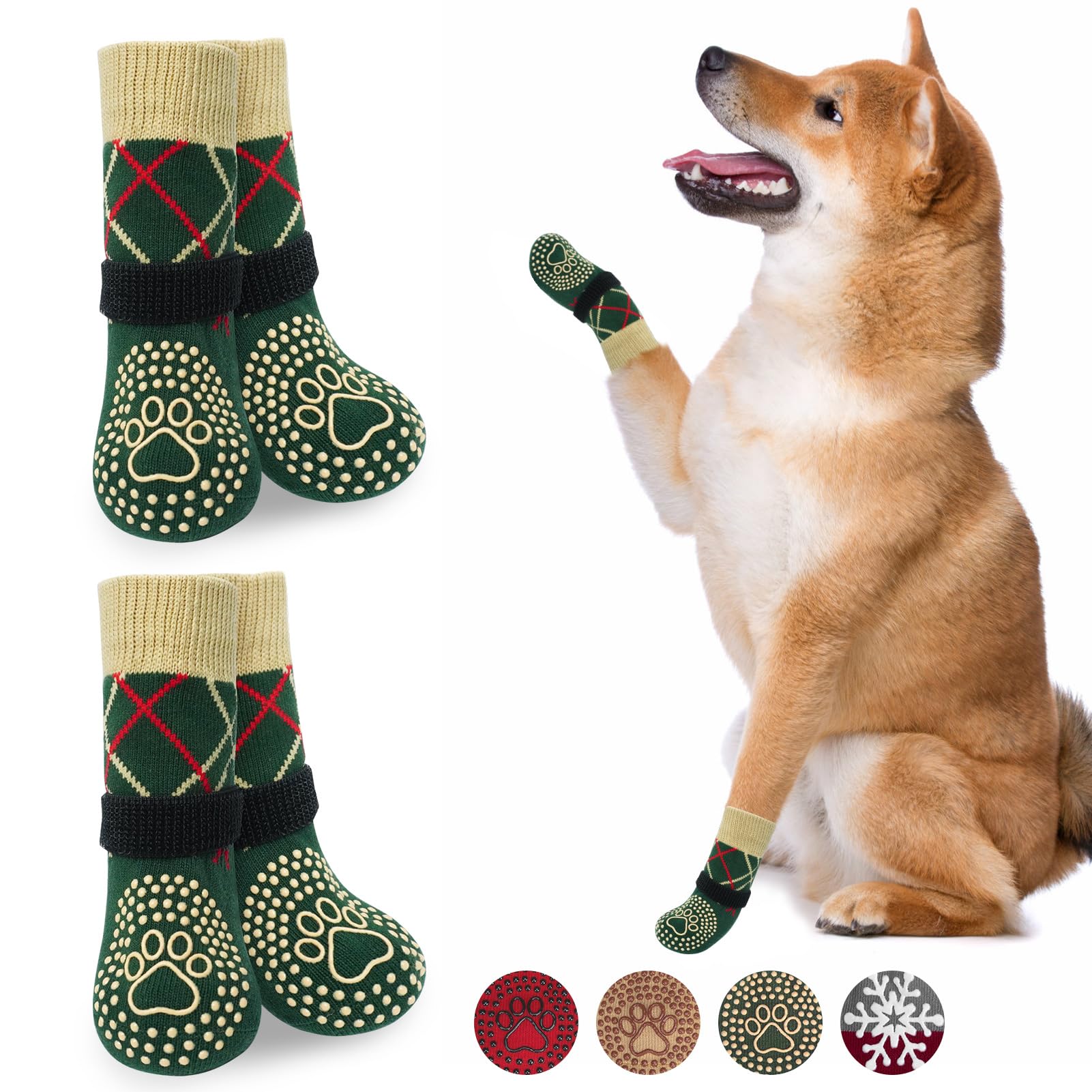 BEAUTYZOO non-slip dog socks grip bottom offer secure traction on hardwood floors
