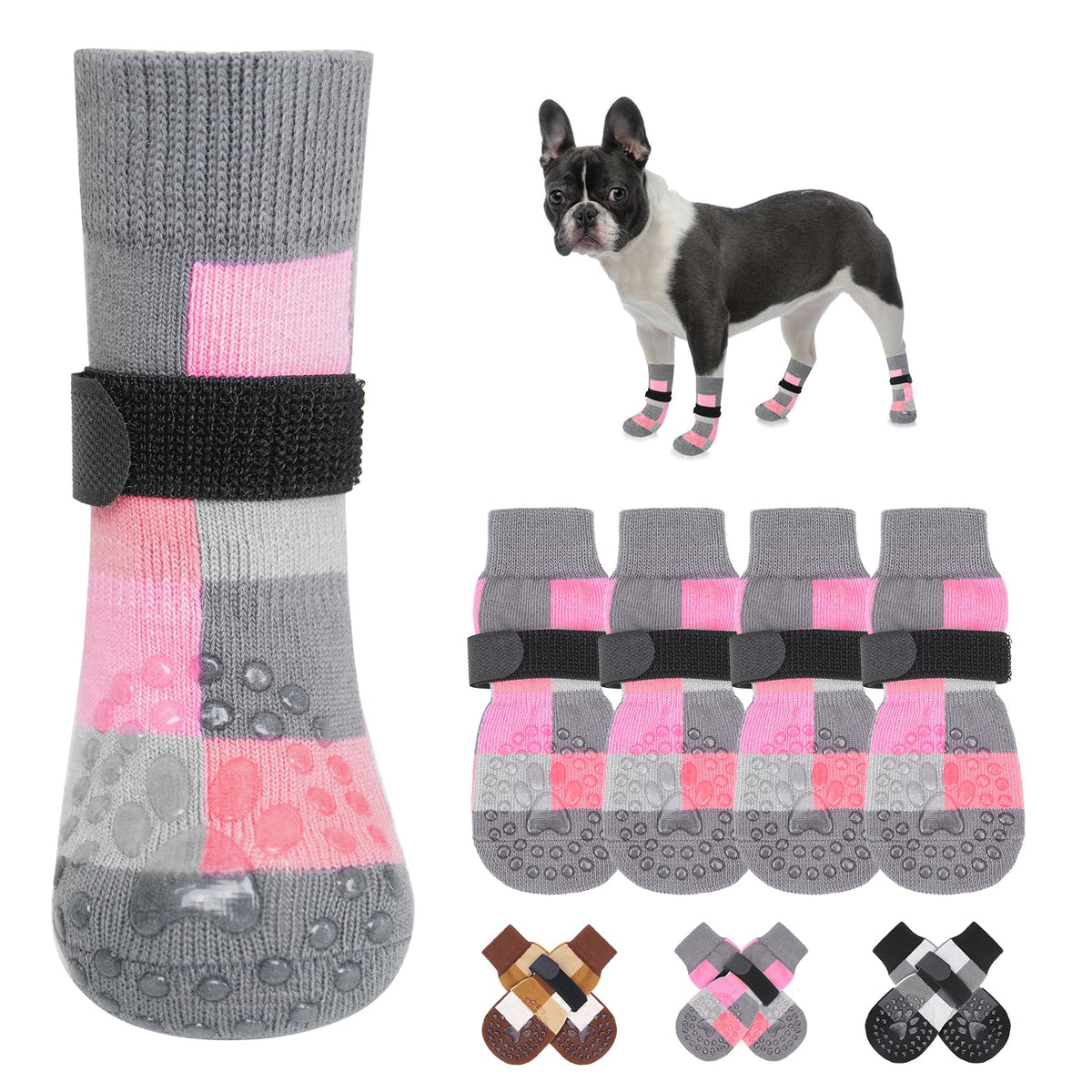 BEAUTYZOO non-slip dog socks pack with six replaceable grippers for better grip.