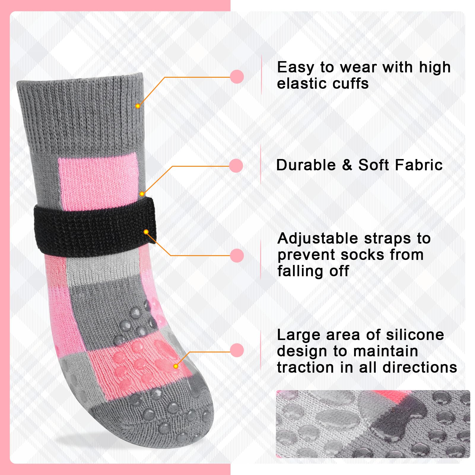 BEAUTYZOO non-slip dog socks with twist-proof grip stay in place.