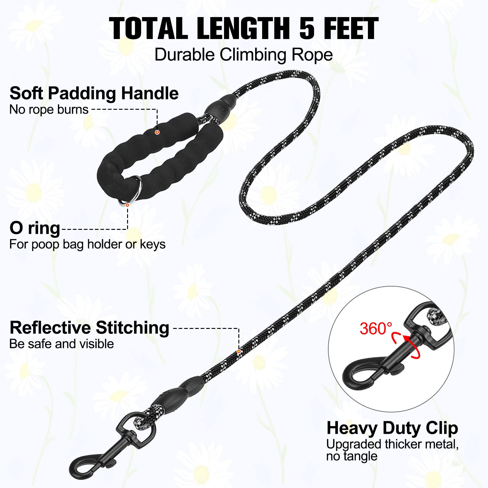 BEAUTYZOO nylon leash with padded handle for comfortable grip