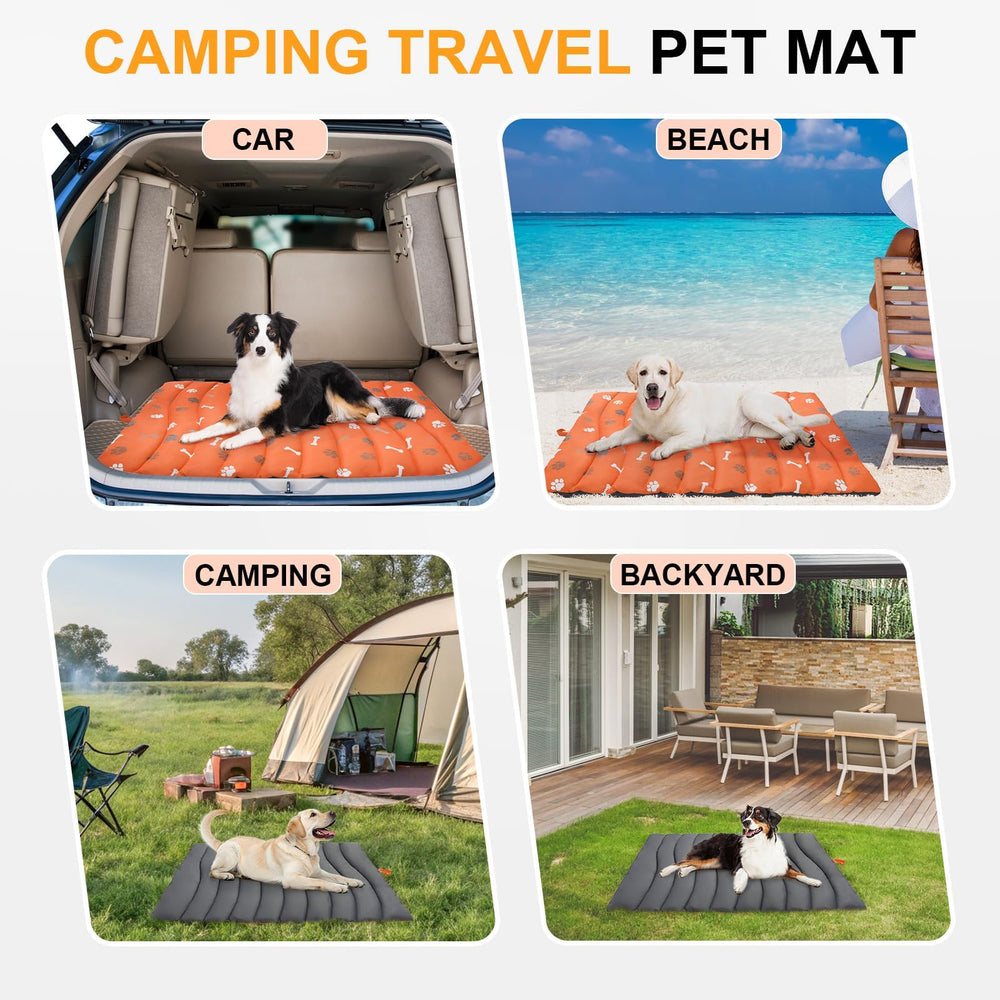 BEAUTYZOO outdoor dog bed sized 35x51 inches in bright orange for visibility.