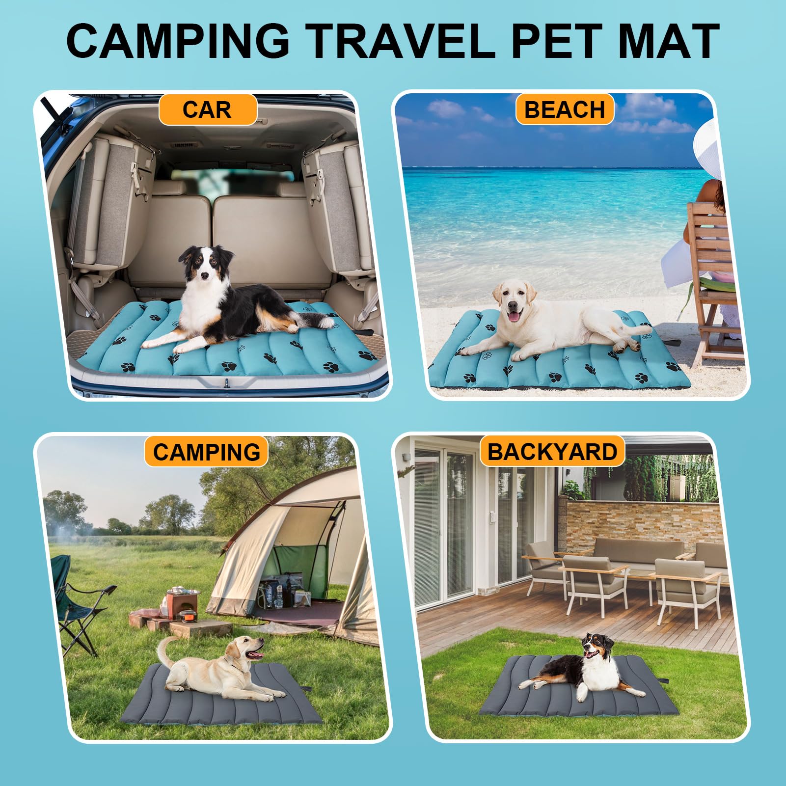 BEAUTYZOO Outdoor Dog Bed in reversible paw-prints design for versatility.