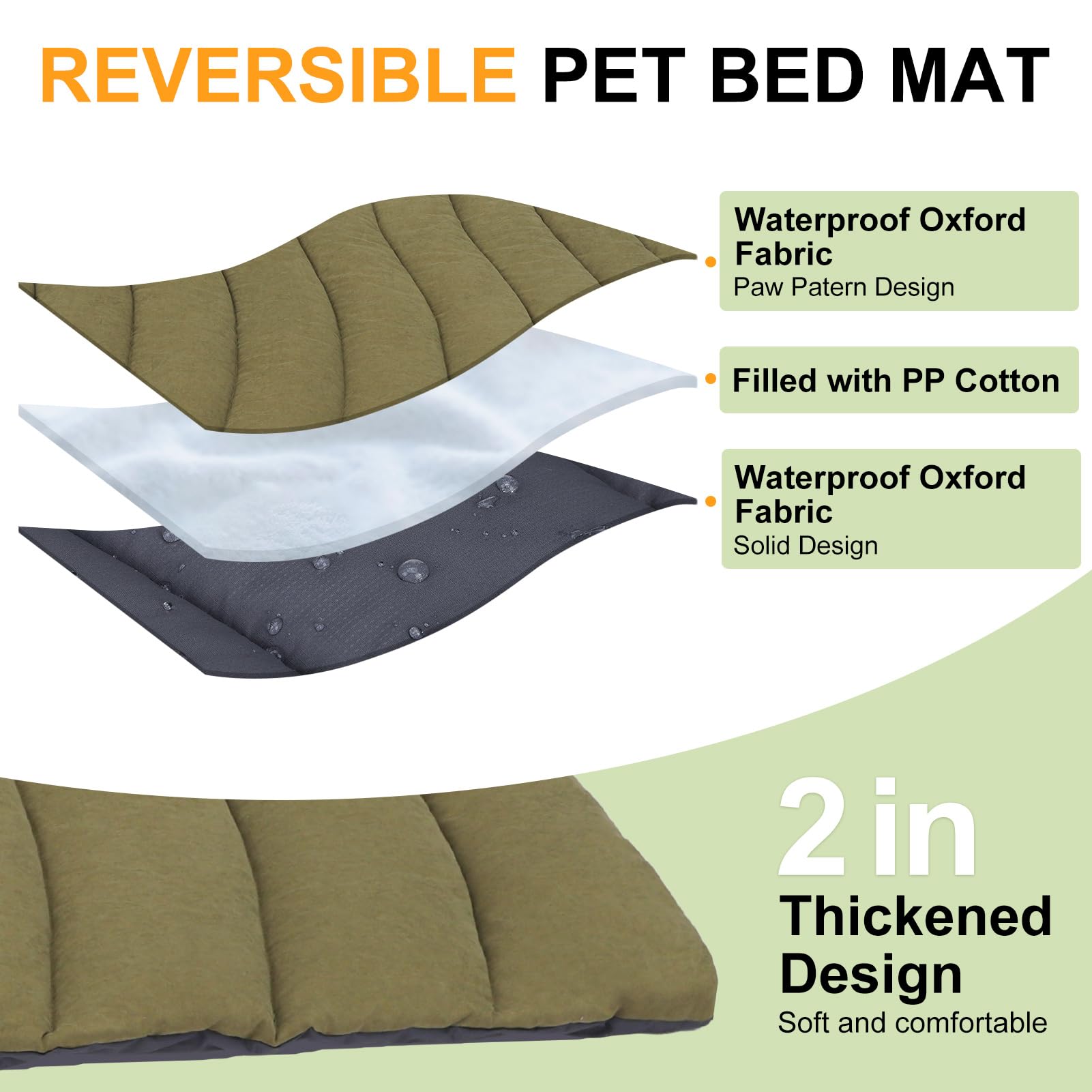 BEAUTYZOO outdoor dog bed reversible paw-prints design offers versatile indoor/outdoor use.