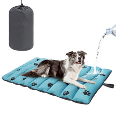 BEAUTYZOO outdoor dog bed waterproof blue 26x43 folded for travel.