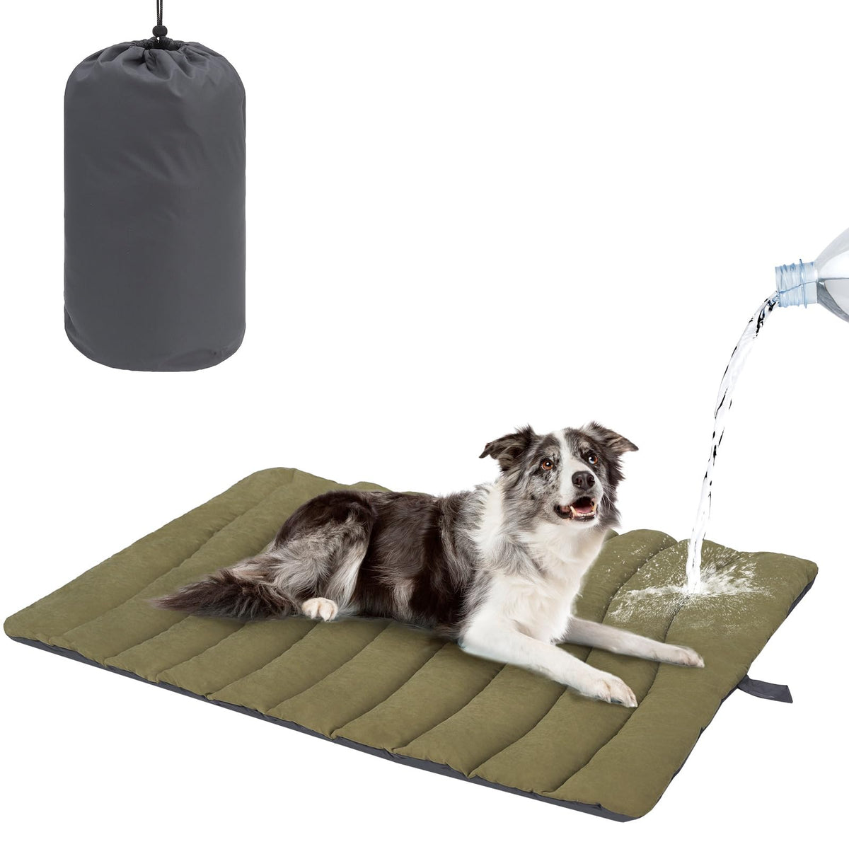 BEAUTYZOO outdoor dog bed waterproof coating close-up showing stain resistance for messy adventures.