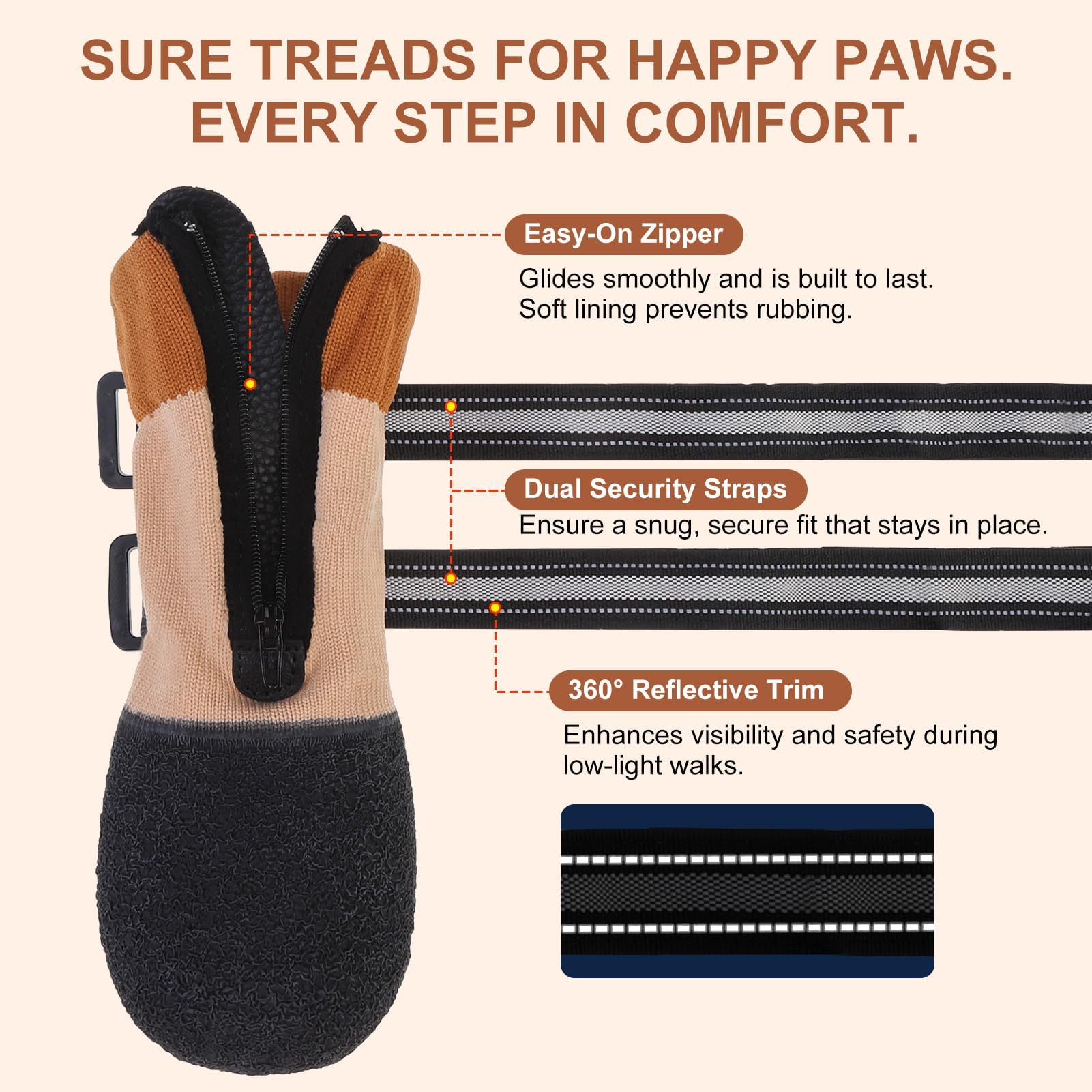 beautyzoo paw protectors keep paws clean and protected in rain or snow.