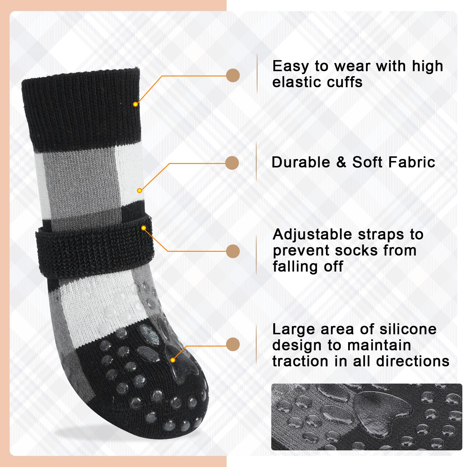 BEAUTYZOO paw socks offer all-season protection for indoor and outdoor surfaces.