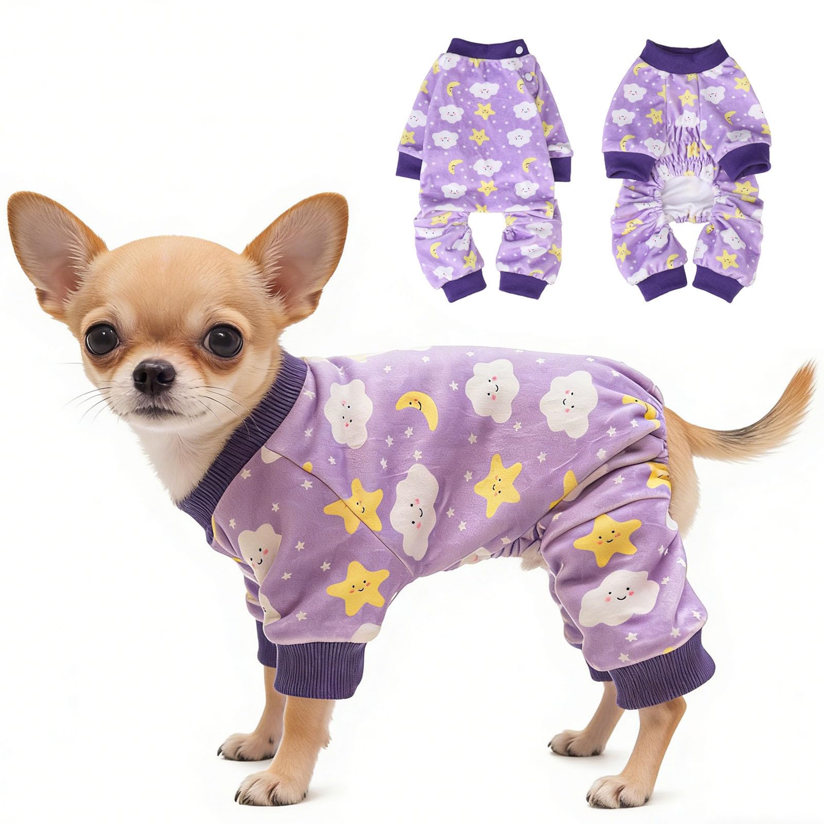 BEAUTYZOO pijama para perro XS, dorso visible, aporta calidez en días fríos.