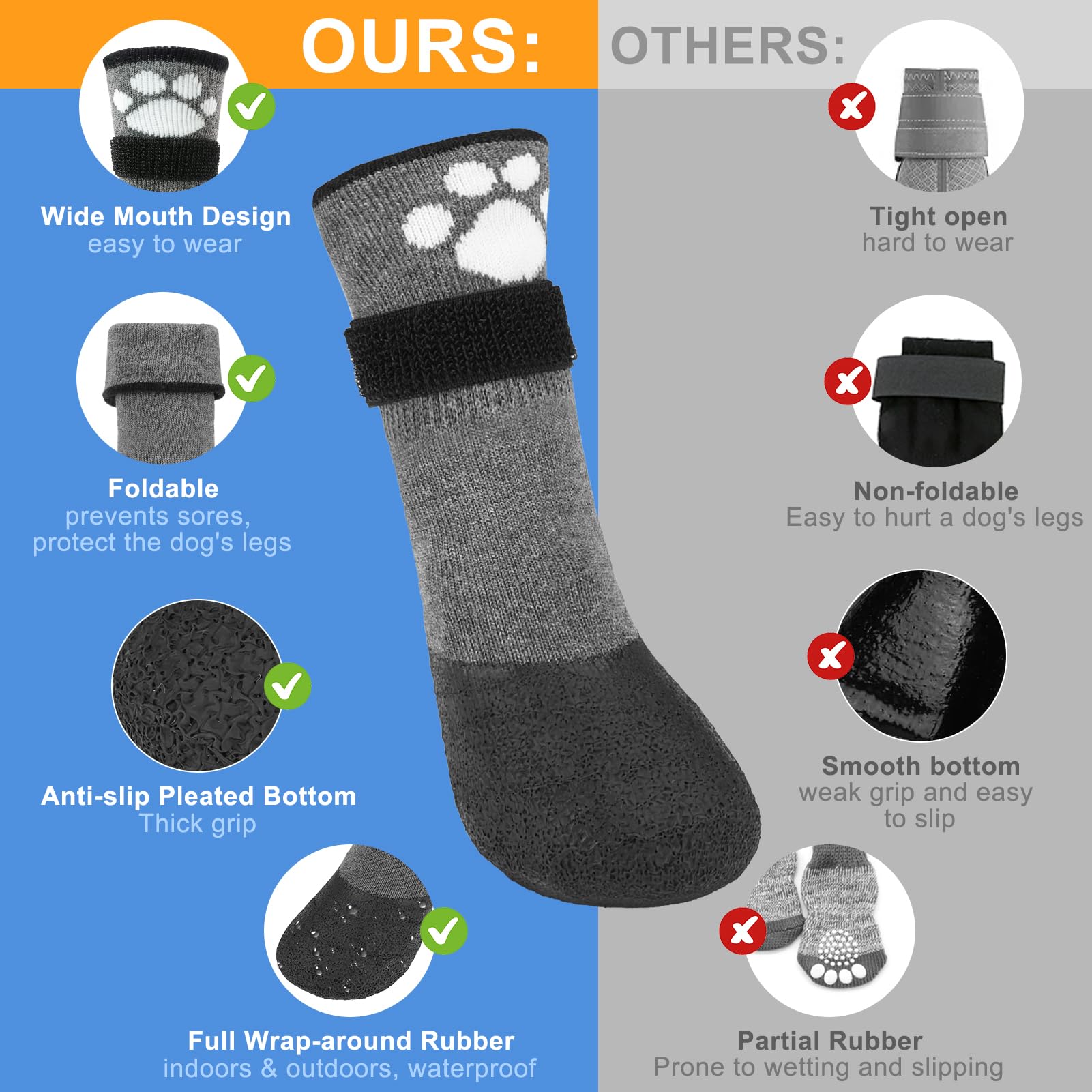 BEAUTYZOO dog shoes with quick-release straps prevent slips and rubbing