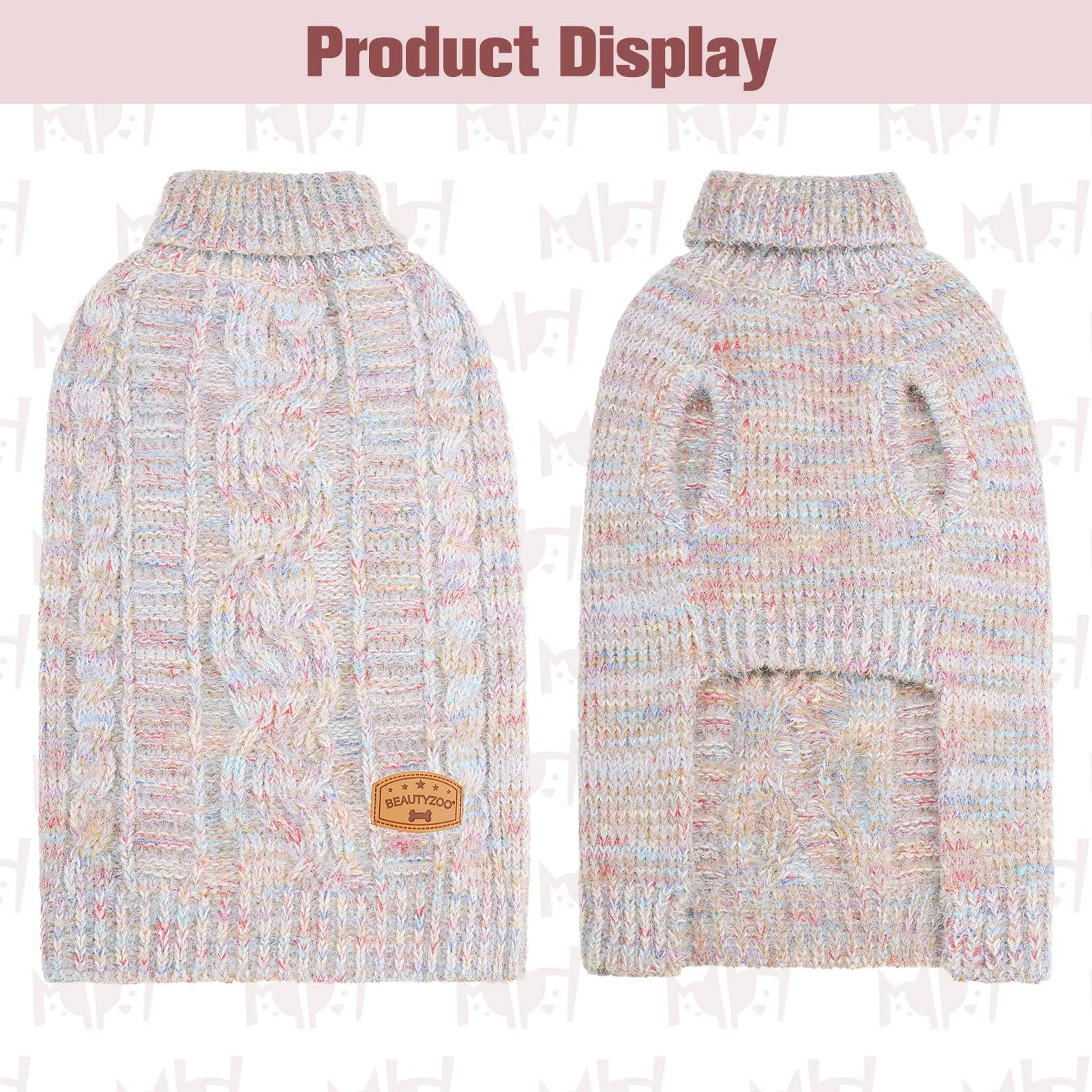 BEAUTYZOO small dog sweater back view shows cozy knit that holds shape.