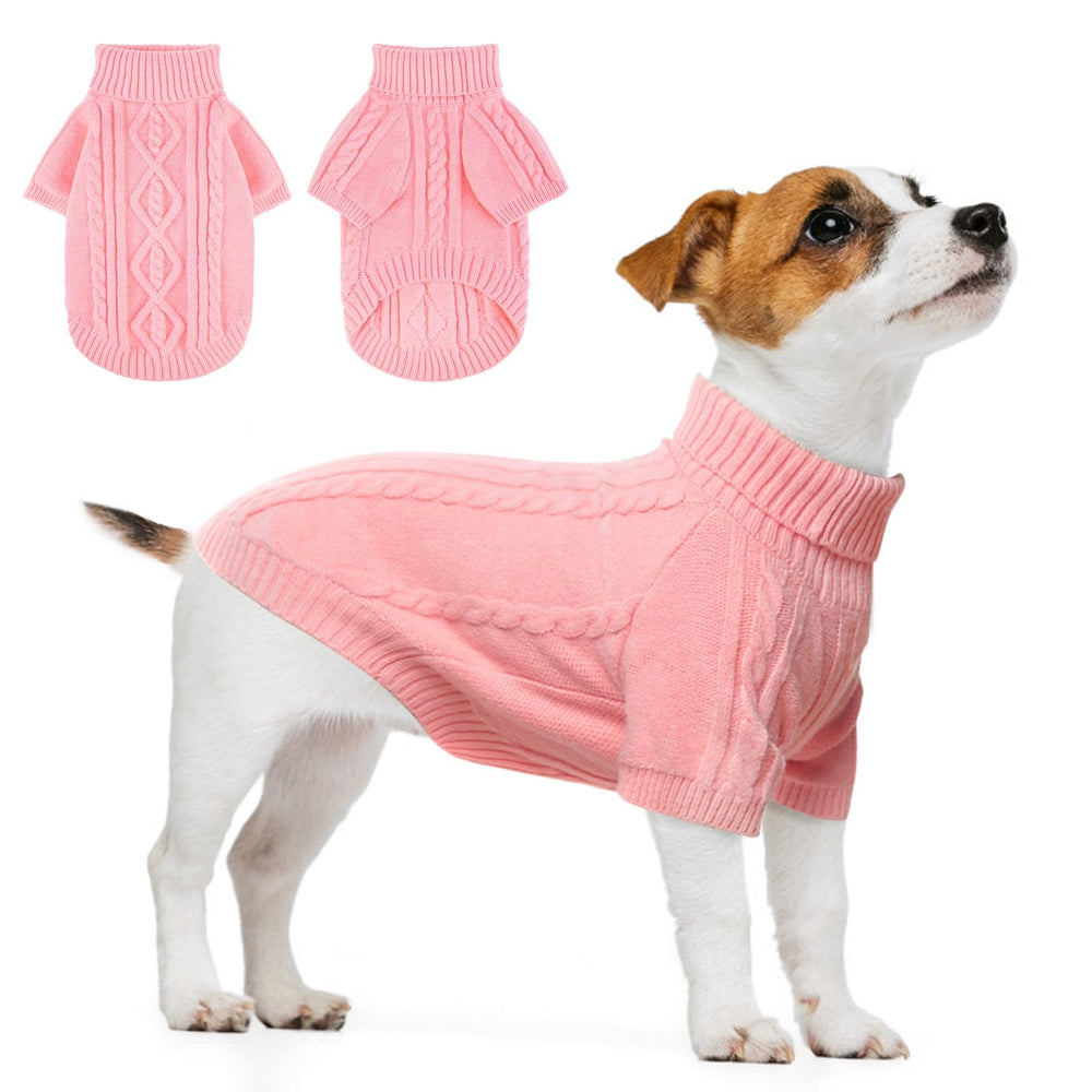 BEAUTYZOO small dog sweater back view shows warm green knit for chilly days.